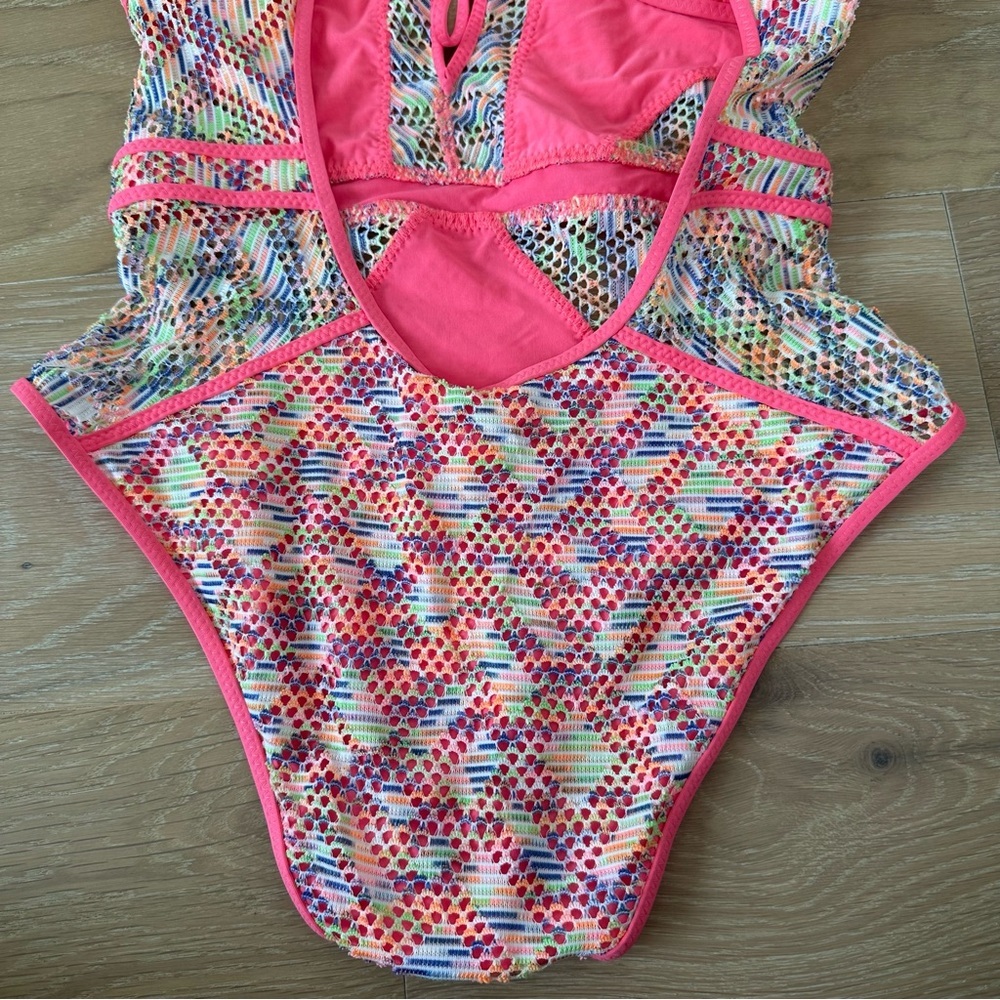 BECCA Multicolor Pink Orange Patterned One-Piece Swimsuit - Picture 7 of 13